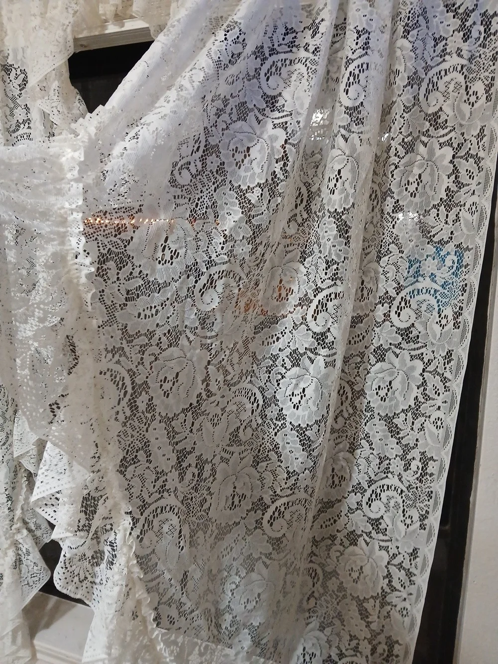 Vtg Pair Victorian Style Lace Curtain Panels White 84”x 94” JCPenney Cottagecore